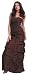 #1026 - BEST SELLER - Formal Evening Gown. Elegant strapless style satin finish gown with unique layered hemline. Full floor length dress