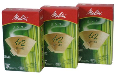 Melitta フィルター ナチュラルブラウン バンブー 1×2G 【2~4杯用】 100枚入×3箱パック