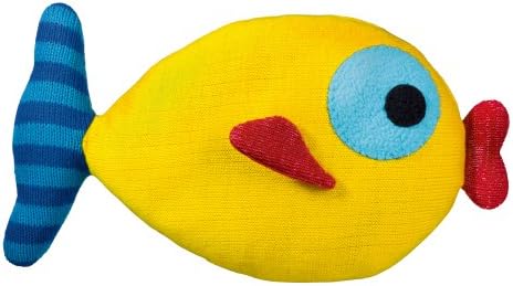 Grasslands Road Yellow Knit Kissing Fish Pillow, 8 by 14-Inch