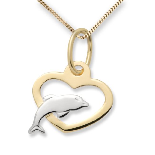 Miore Kinder-Halskette Herz und Delfin 585 40cm Gelb-/Wei&szlig;gold MK042P im Preisvergleich 