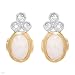 Earrings With Precious Stones - Genuine Clean Diamonds, Opals and Rhodolite Garnets in Two tone Gold Length 11.5mm