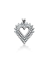 14K Gold Prong set Diamond Heart Pendant (1.30 cttw, F - G Color, SI2 Clarity)