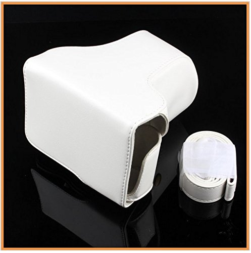 TechCare "Ever Ready" Protective Leather Camera Case Bag for PANASONIC DMC- GF6 W/ 45-150mm lens (White)