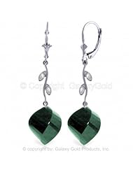 14K White Gold Dangle Earrings with Twisted Emeralds and Diamond accents