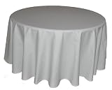 90 in White Round Tablecloth Heavy Woven Polyester - Commercial Grade
