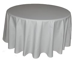 90 in White Round Tablecloth Heavy Woven Polyester - Commercial Grade