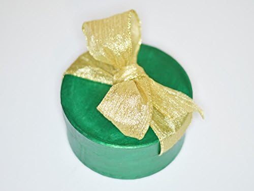 Round green favor box, gift box, green and gold box, souvenir, christmas gift wrapping