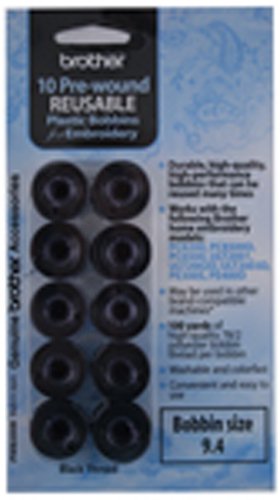 Brother PWB250B Prewound Embroidery Bobbin Thread 10pc Black