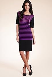 Slash Neck Ombre Striped Dress