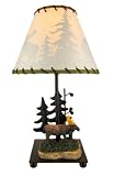 North American Moose Table Lamp W/ Forest Print Shade