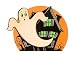 Halloween, Cartoon Ghost Art Poster Print, 17x11