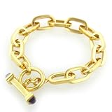 18K Yellow Gold Oval Link w/Amethyst Bracelet 8.2