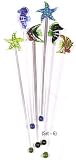 Art Glass Swizzle/Drink Sticks Sea Life Theme Set of 6