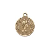 Shipwreck Beads Zinc Alloy Faux Coin Charm, 18mm, Antique Brass, 100-Pack