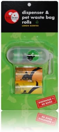 Lola Bean International Transparent Pill Shape Dispenser and Waste Pick Up Bags, Lemon Scented, 60 Count