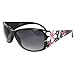 MLC EYEWEAR Rectangle Fashion Sunglasses Black Base With Elegant Pink Hawaiian Flower Design