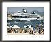 Acapulco Beach with Cruise Ship in Port, Acapulco, Guerrero, Mexico Places Framed Art Poster Print by Mark Newman, 22x18