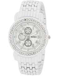 XOXO Womens XO5412  White Enamel Bracelet With Rhinestones Accent Watch