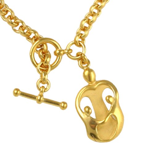 7.5″ Loving Family Vermeil Toggle Bracelet – Parent, Two Children