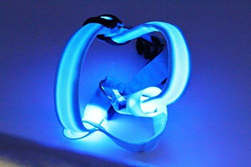 Xefeel Safe LED Lighted Dog Adjustable Comfort Harness,Dog Pet clothes.Blue,Medium.