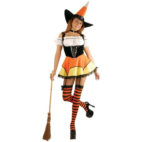 Candy Corn Witch Adult Halloween Costume Size Medium 10-12