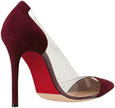 JUSITY Women's LYiamc Women Summer Shoes Lady High Heel Clear Shoes Sides Single Shoes Pointed Toe Stilettos Heel 12cm Pumps 12 M US