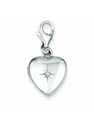 Genuine .925 Sterling Silver & Diamond Polished Lobster Clasp 12mm Heart Locket 1.6 Grams. 100% Satisfaction Guaranteed.