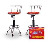 3 24"-29" Kansas City Chiefs Seat Chrome Adjustable Specialty / Custom Barstools Set