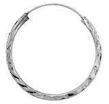 Sterling Silver Diamond Cut Hoop Earrings, 1 Diameter