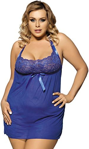 Sharelove Women's Sexy Lingerie Blue Skirt Sleepwear Dress Set(M,XL,3XL,5XL) (5X-Large)