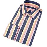 Forzieri Varied Stripes Blue Cotton Slim Dress Shirt