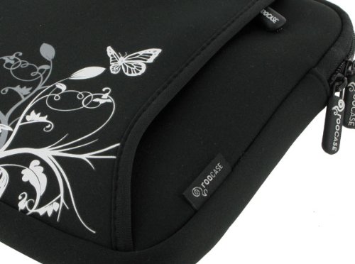 rooCASE ASUS Eee PC Seashell 1001P-PU17-WT 10.1-Inch White Netbook Neoprene Sleeve Case (Spring Butterfly – Black)