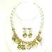 White Multi Charm Gold Tone Necklace Heart & Earrings