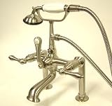 Elements of Design DT1038AL Vintage Leg Tub Filler with Hand Shower, 7 Spread, Satin Nickel