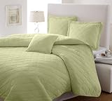 IMAGE OF Laura Ashley Solid Quilt Set, Full/Queen, Sage