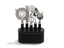 Metrokane VIP 6-Piece Bar Tool Set with Caddy, Black