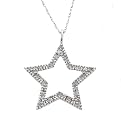 10K White Gold Diamond Star Pendant Necklace