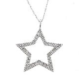 10K White Gold Diamond Star Pendant Necklace
