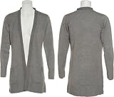 VICE VERSA Open Cardigan Sweater W/ Pockets [5370], Grey, Medium