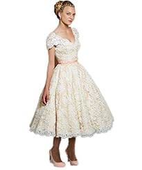 Short Lace Vintage Prom Dress  With a Sash 