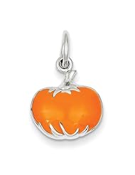 Sterling Silver Orange Enameled Pumpkin Charm