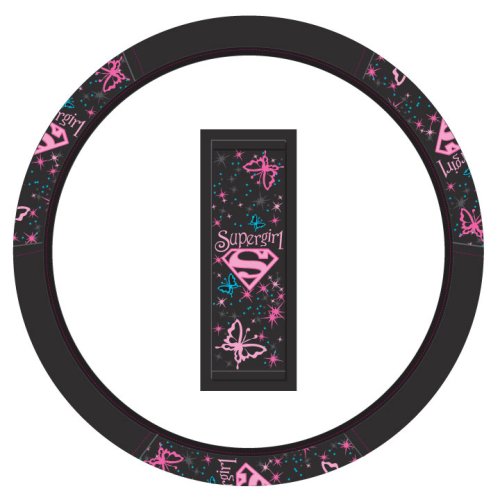 Supergirl Stars with Butterflies Steering Wheel Cover