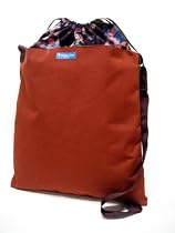Yukiko Sato V3SL SUN Terra Cotta 2008 edition, Plum Wine Lining of Vela TESAGE purses, Style 3S, Oversized tote, Sunbrella, Sling Shoulder bags with Japanese Drawstring Closure Top,