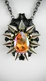 Rocker Jewelry Brandy Drop Crystal Pendant Metal Spikes