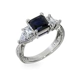 Eve's Addiction Linette's Sapphire and Diamond CZ Engagement Ring