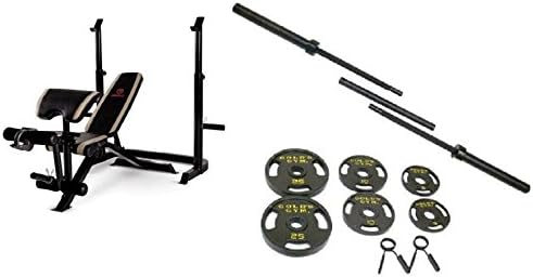 Olympic Bench Bar Free Weight Set Home Garage Basement Workout Fitness Strength Training