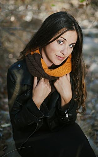 Mustard Yellow Brown Knit Scarf 100% Cotton by Elizabeth Koh