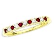 14K Yellow Gold 0.13 ct. Diamond with Alternating 1/4 ct. Ruby Anniversary Ring