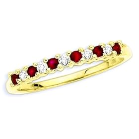 14K Yellow Gold 0.13 ct. Diamond with Alternating 1 4 ct. Ruby Anniversary... by Ruby Birthstones