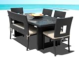 Outdoor Patio Wicker Furniture New Resin 6 Pc Dining Table Set with Chairs & Bench Set